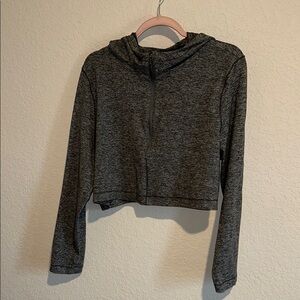 90 Degree By Reflex Gray Cropped Hooded Sweatshirt